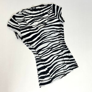 y2k D&G black and white zebra print short sleeve top